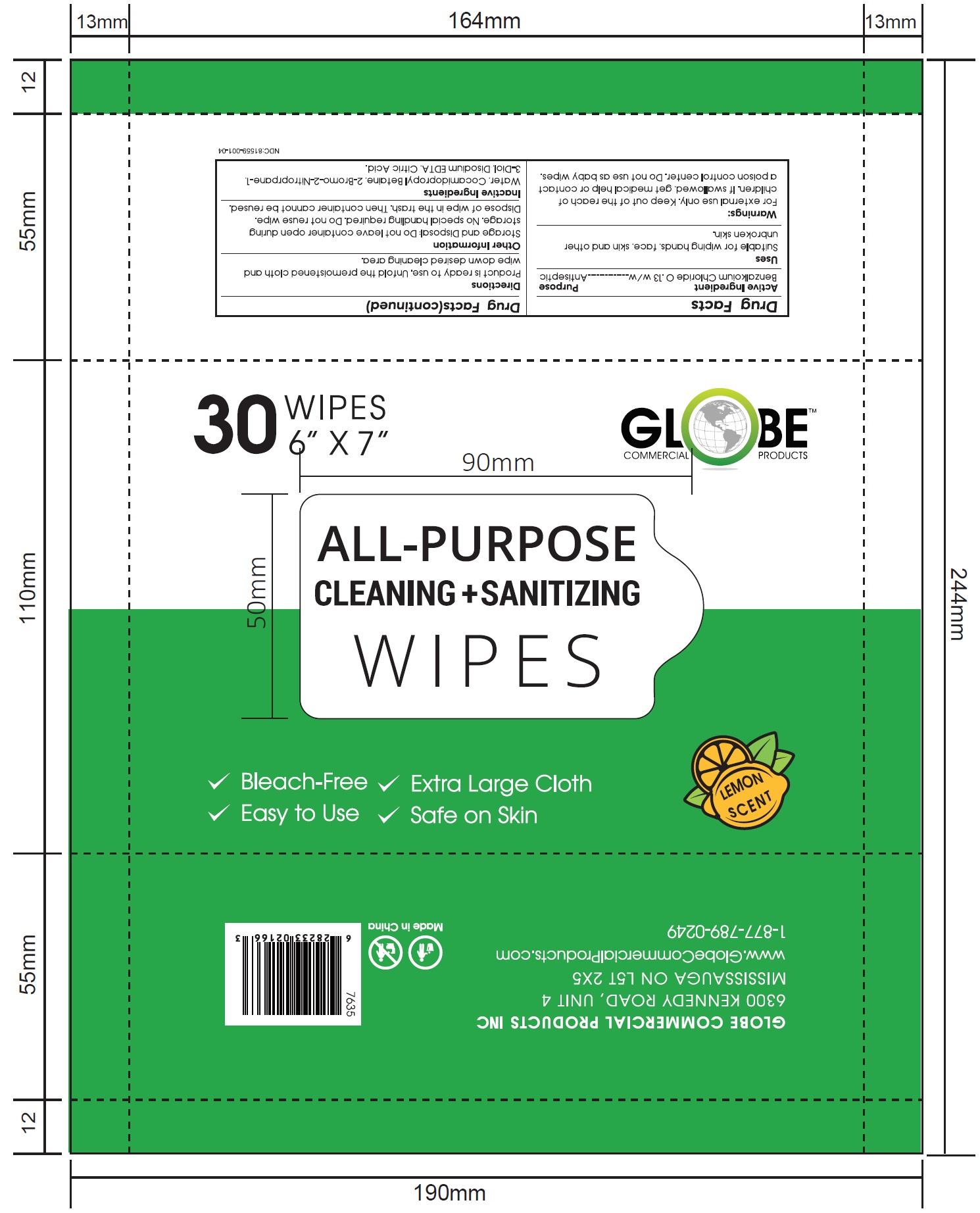 30 Wipes Label