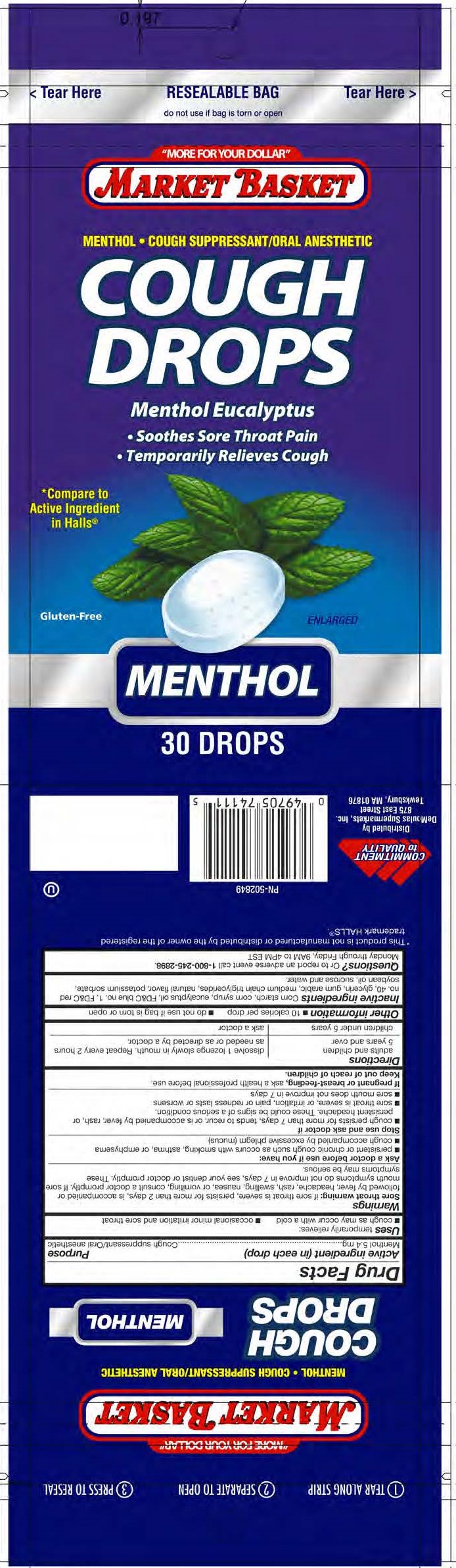 Market Basket Menthol 30ct Cough Drops