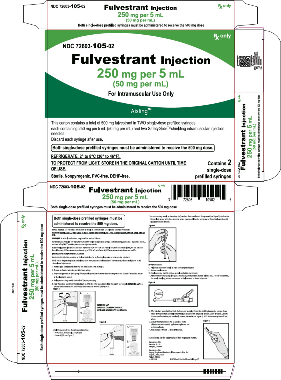 Principal Display Panel – Fulvestrant Injection, 250 mg per 5 mL (50 mg per mL) Carton
