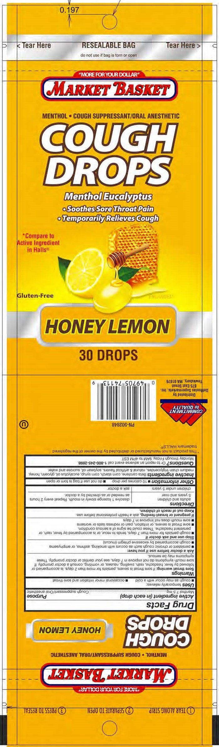 Market Basket Honey Lemon 30ct Cough Drops