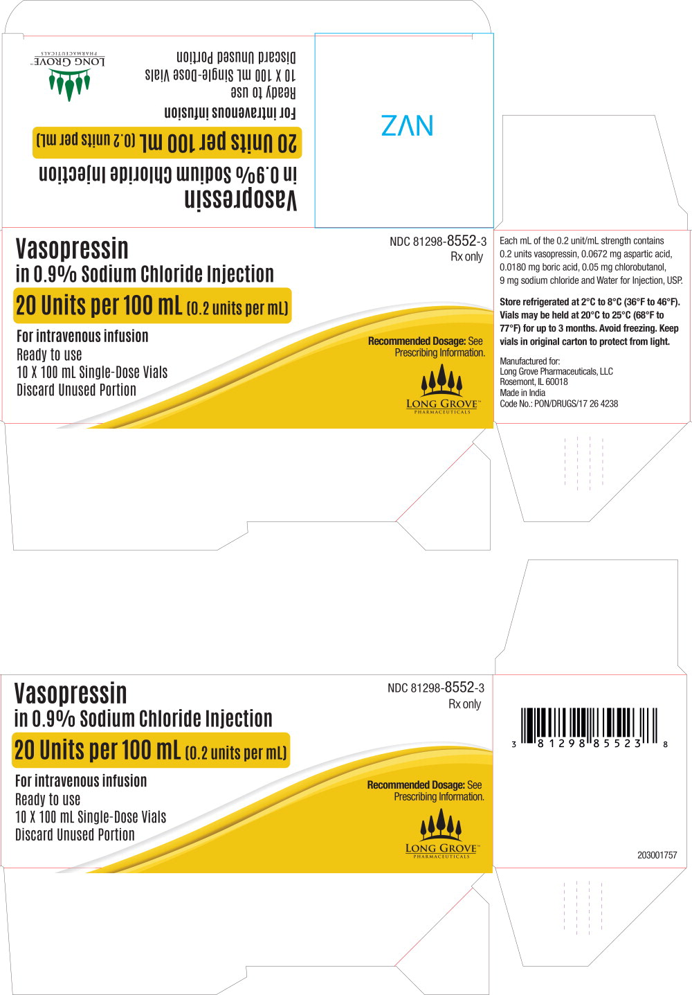 Principal Display Panel – 20 Units per 100 mL Carton Label
