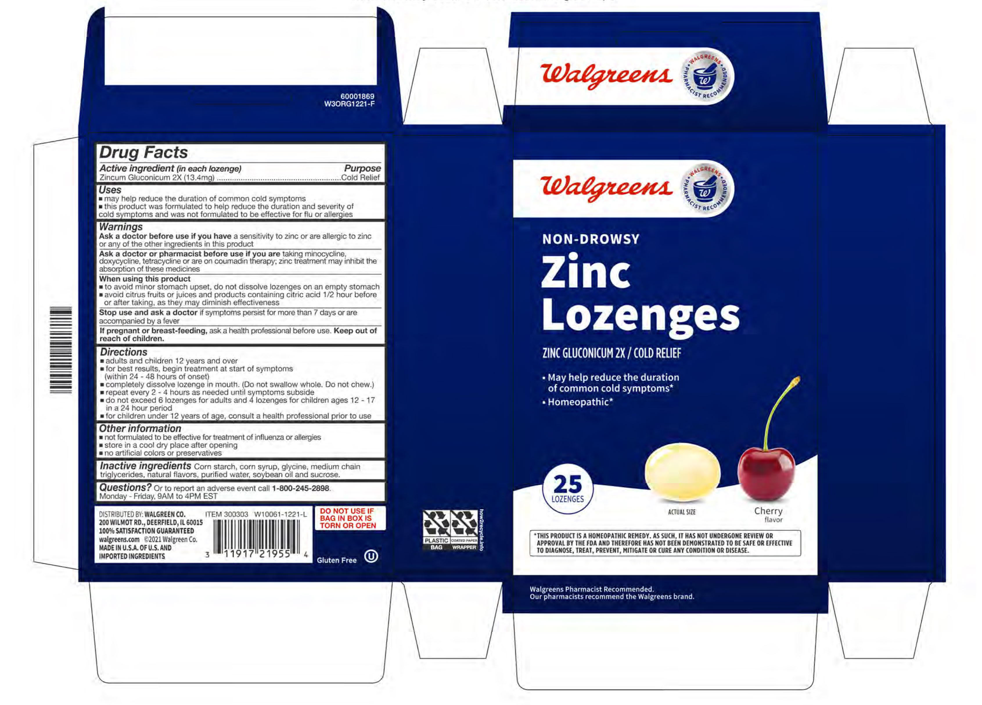 Walgreens Cherry Zinc 25ct Lozenges