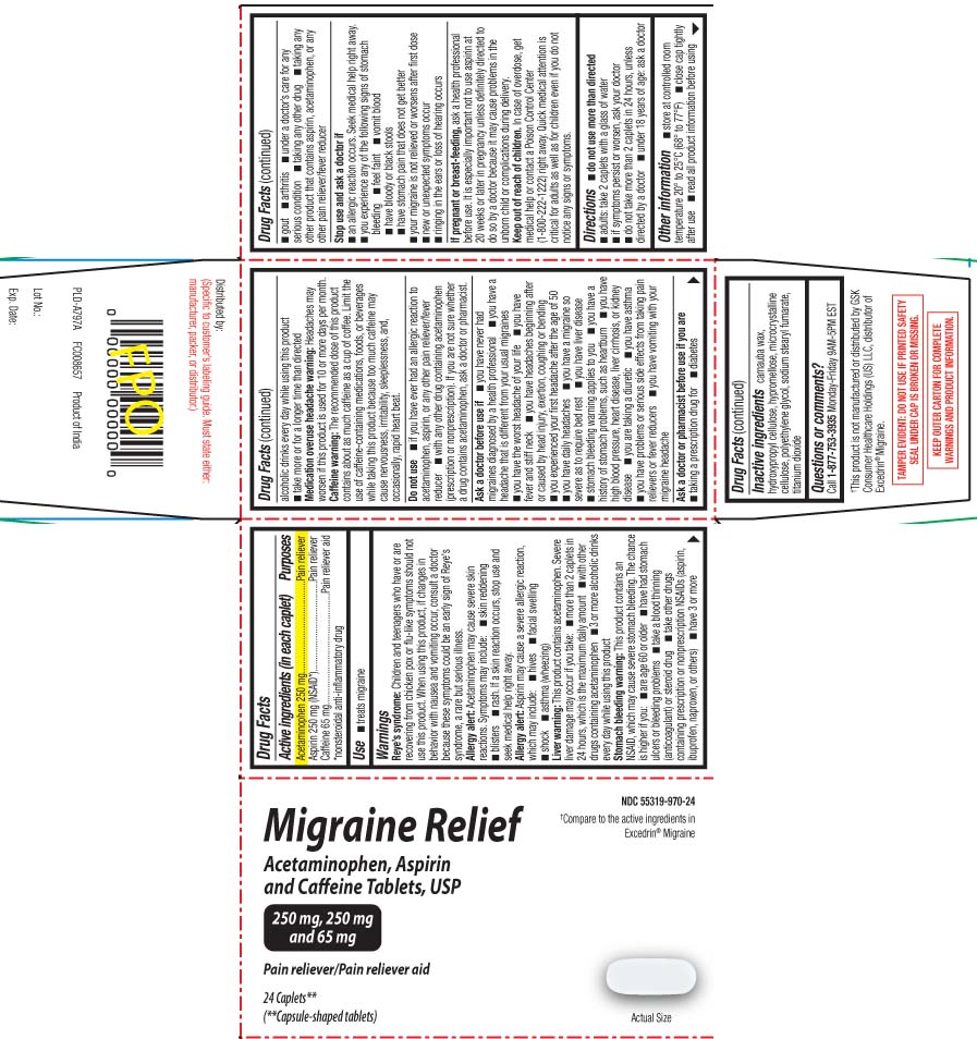 MIGRAINE RELIEF acetaminophen, aspirin, caffeine tablet