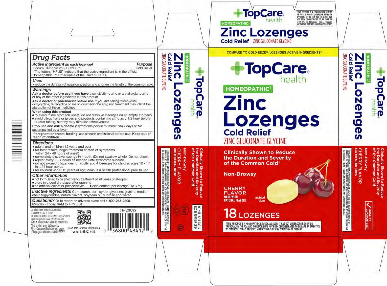 TopCare Cherry Zinc 18ct Lozenge