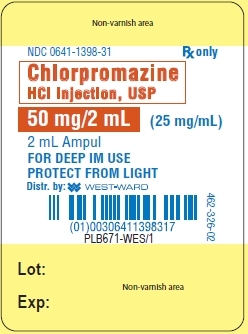 Chlorpromazine HCI Injection, USP 50 mg/2 mL (25 mg/mL) 2 mL Ampul