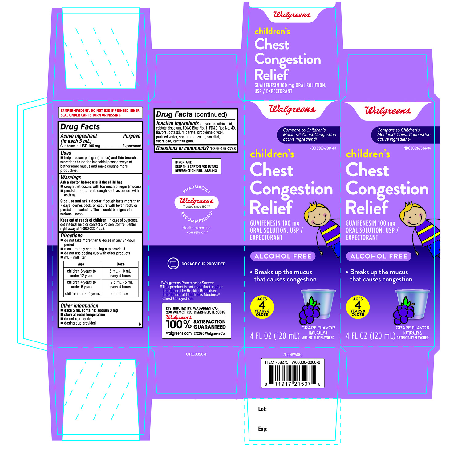 Walgreens Childrens Chest Congestion Relief Grape Flavor