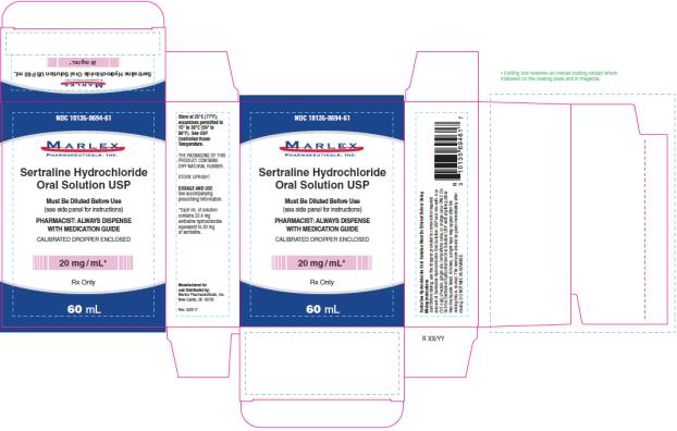 Sertraline
Hydrochloride
Oral Solution USP
20 mg/mL*
NDC: <a href=/NDC/10135-0694-6>10135-0694-6</a>1
Rx only
