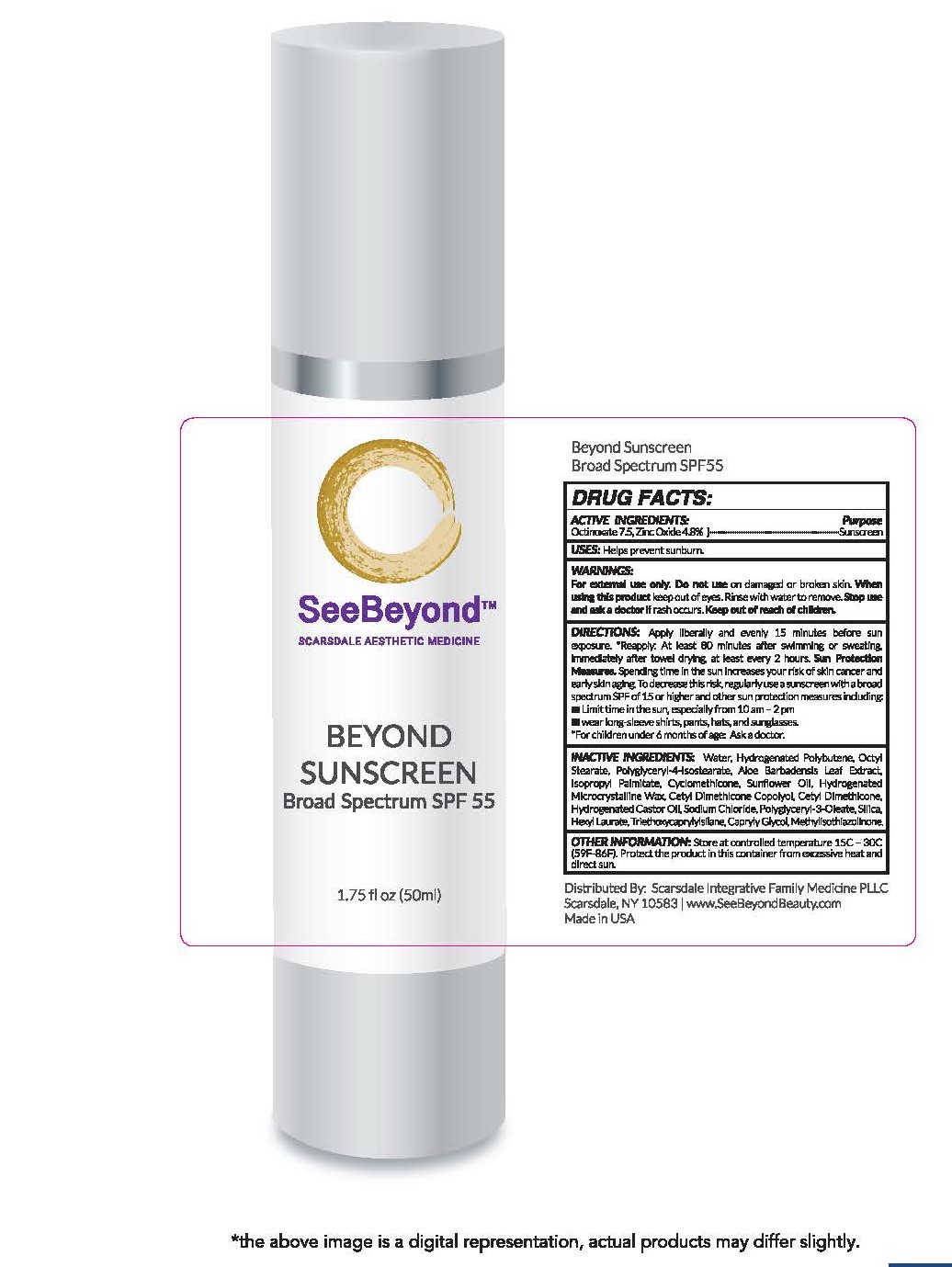 See Beyond  Scarsdale Aesthetic Medicine  Beyond Sunscreen  Broad Spectrum SPF 55  1.75 fl Oz (50ml)