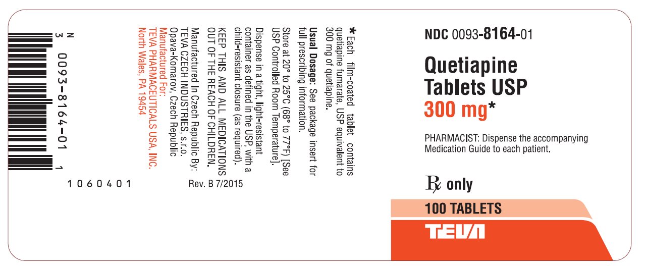 Quetiapine Tablets USP 300 mg 100s Label