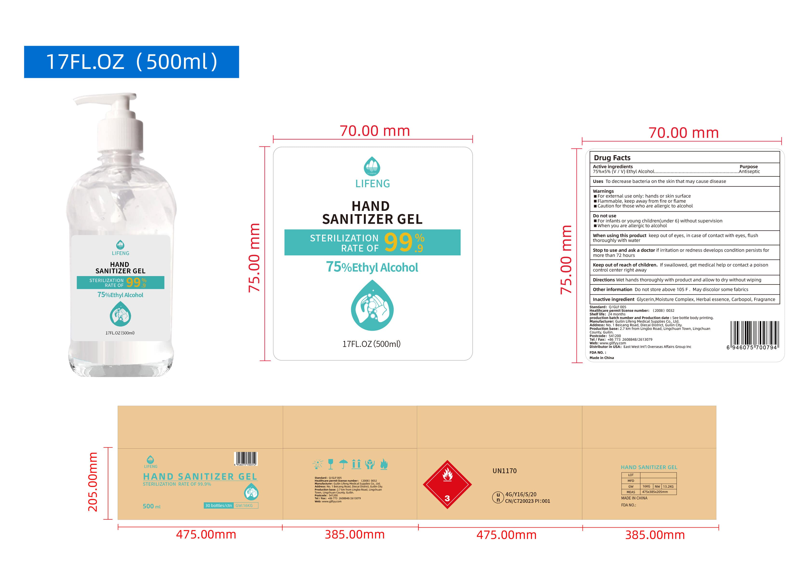 500 ml Hand Sanitizer Label