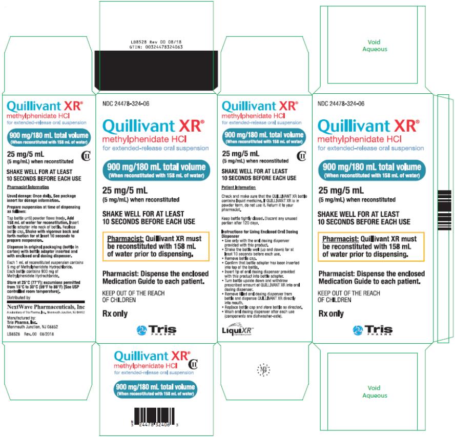 PRINICPAL DISPLAY PANEL
NDC: <a href=/NDC/24478-324-06>24478-324-06</a>
QUILLIVANT XR® 
methylphenidate HCI 
for extended-release oral suspension
900 mg/ 180 mL total volume
(When reconstituted with 158 mL of water)
25 mg/5 mL
(5 mg/mL) When reconstituted
Rx Only
