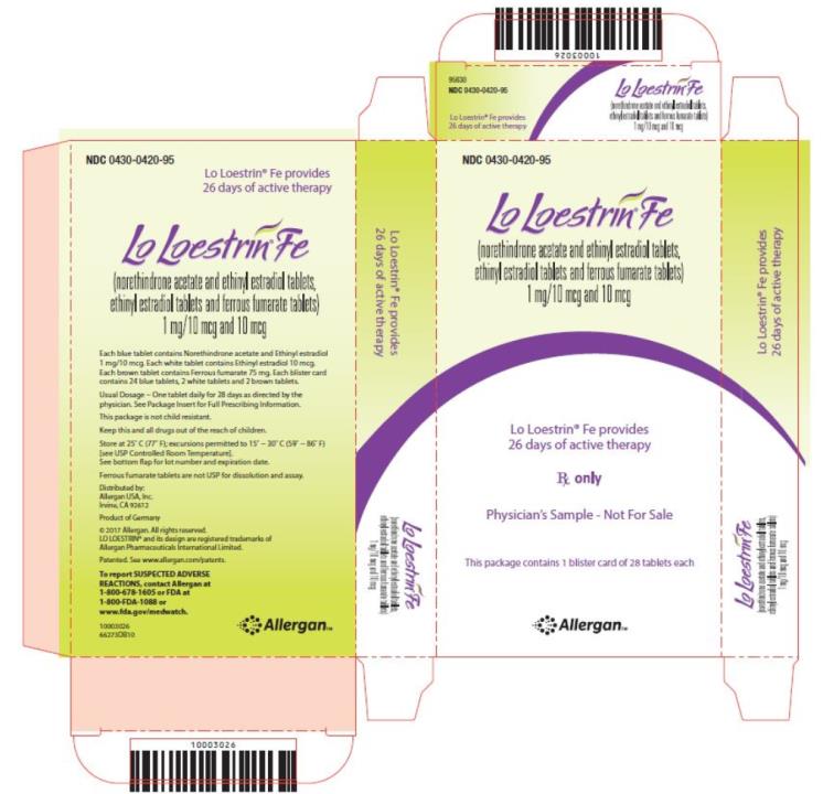 PRINCIPAL DISPLAY PANEL
NDC: <a href=/NDC/0430-0420-95>0430-0420-95</a>
Lo Loestrin Fe
26 days of active therapy
1 blister card of 28 tablets each
Rx Only
