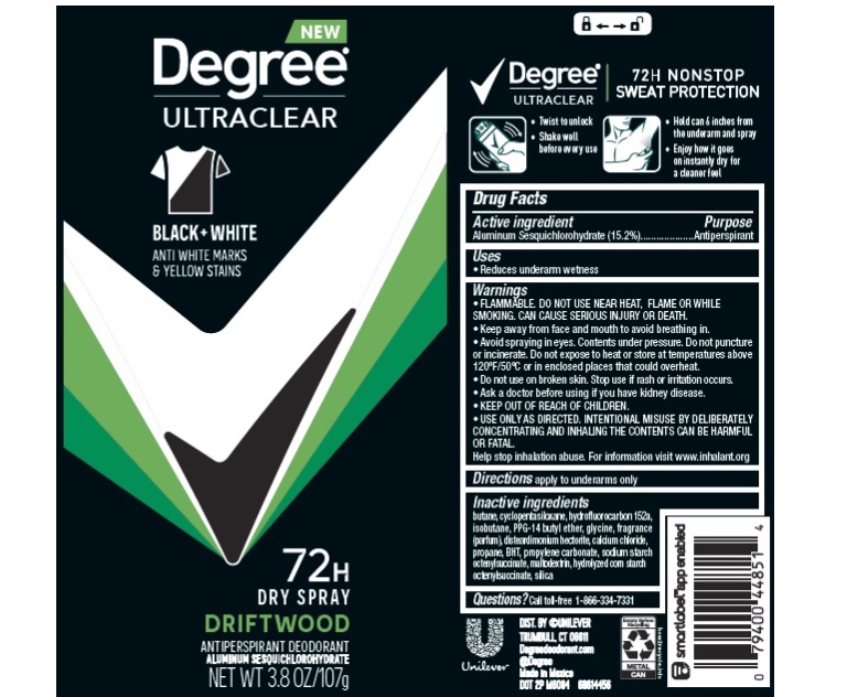 Degree Ultraclear Black White Driftwood Dry Spray AP Deo