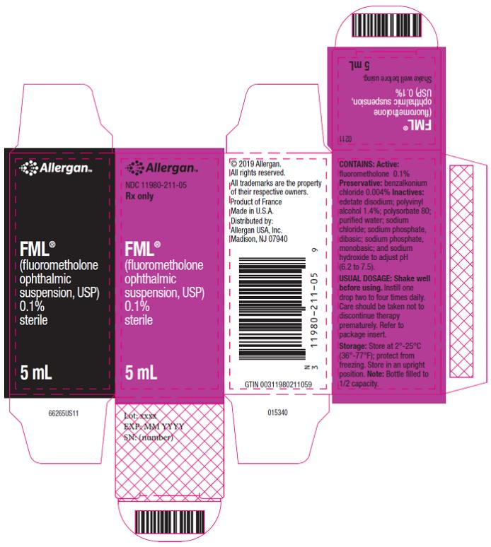 PRINCIPAL DISPLAY PANEL
NDC: <a href=/NDC/11980-211-05>11980-211-05</a>
Rx Only
FML®
(fluorometholone 
ophthalmic 
suspension, USP) 
0.1%
sterile
5 mL
