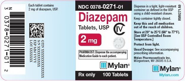 Diazepam Tablets 2 mg Bottle Label