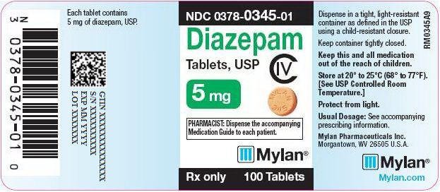 Diazepam Tablets 5 mg Bottle Label