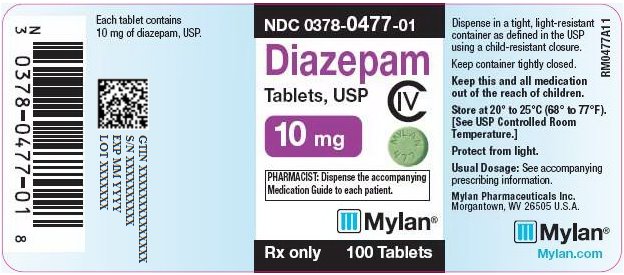 Diazepam Tablets 10 mg Bottle Label