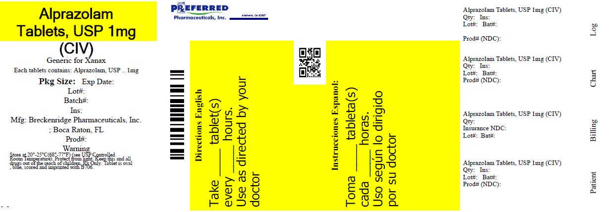 Alprazolam Tablets USP 1mg (CIV)