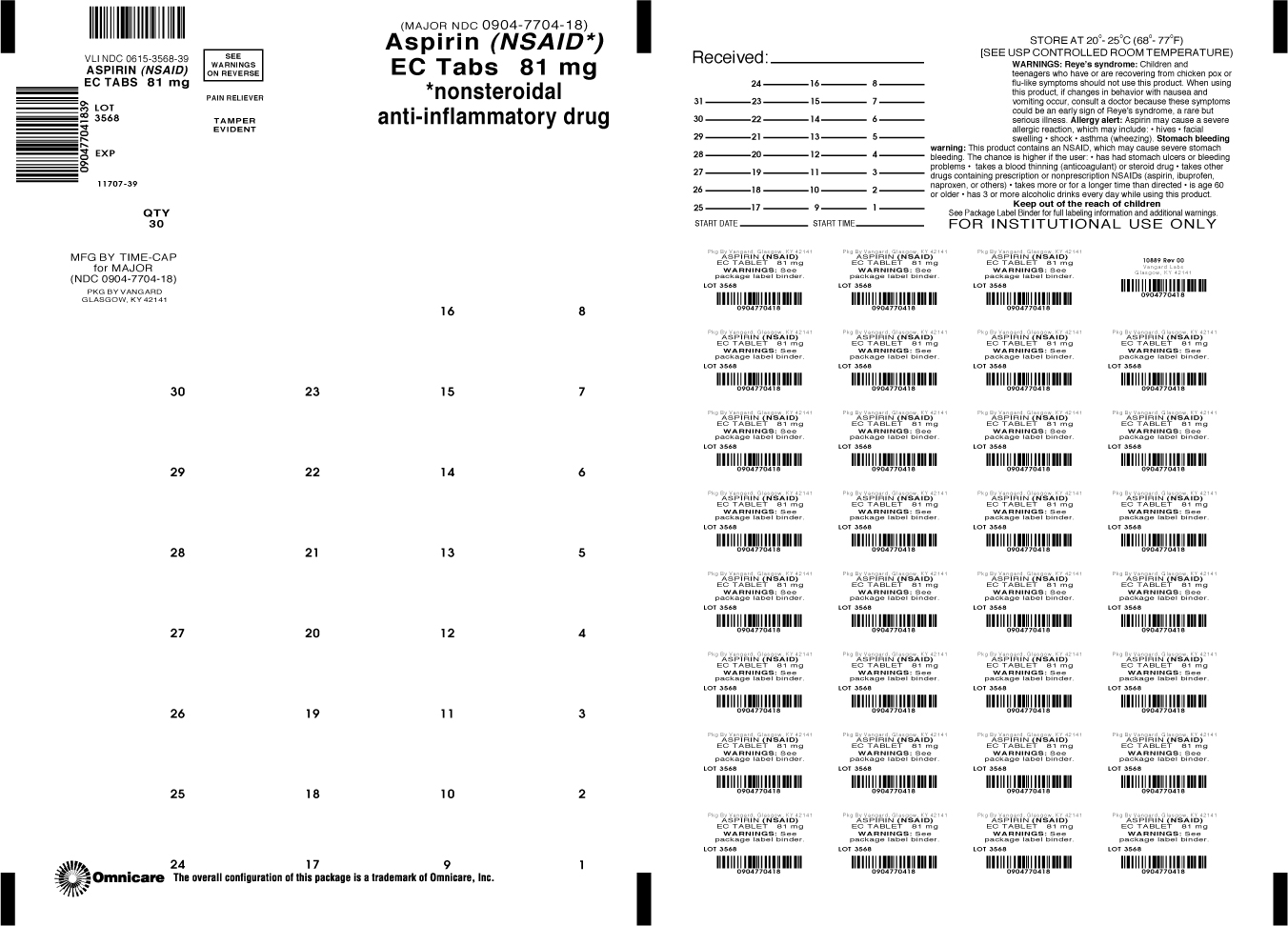 Principal Display Panel - Aspirin EC Tabs 81mg