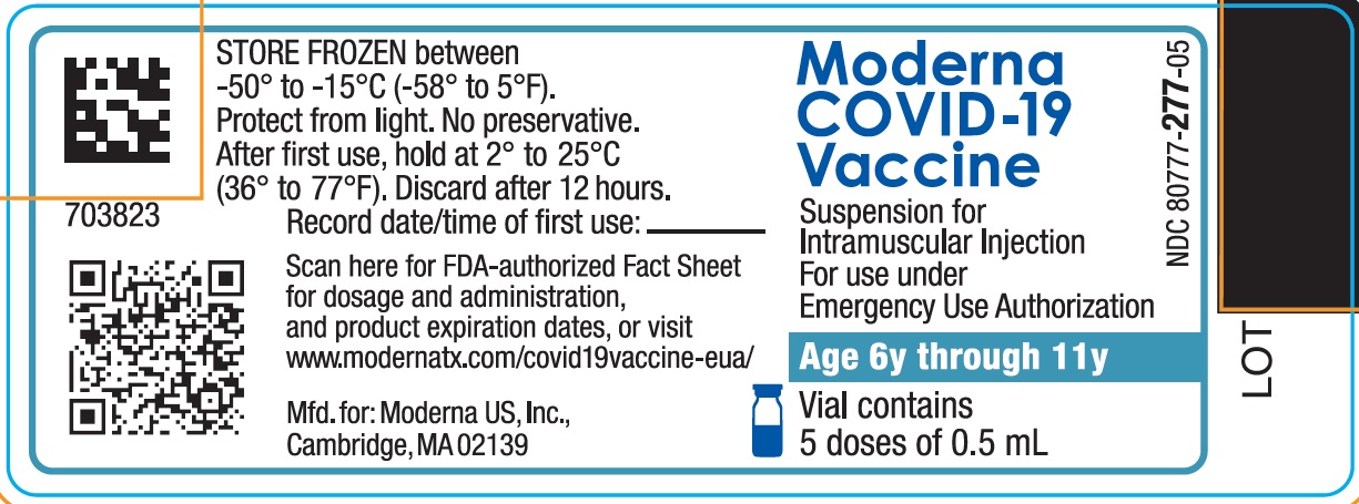 Moderna COVID-19 Vaccine Suspension for Intramuscular Injection for use under Emergency Use Authorization-Age 6y through 11y Multi-Dose Vial (5 doses of 0.5 mL)