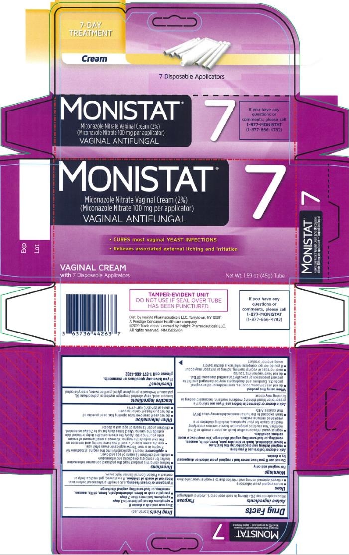 PRINCIPAL DISPLAY PANEL
MONISTAT® 7
Miconazole Nitrate Vaginal Cream (2%) 
Vaginal Antifungal
Net Wt. 1.59 oz. (45g) Tube + 7 Disposable Applicators
