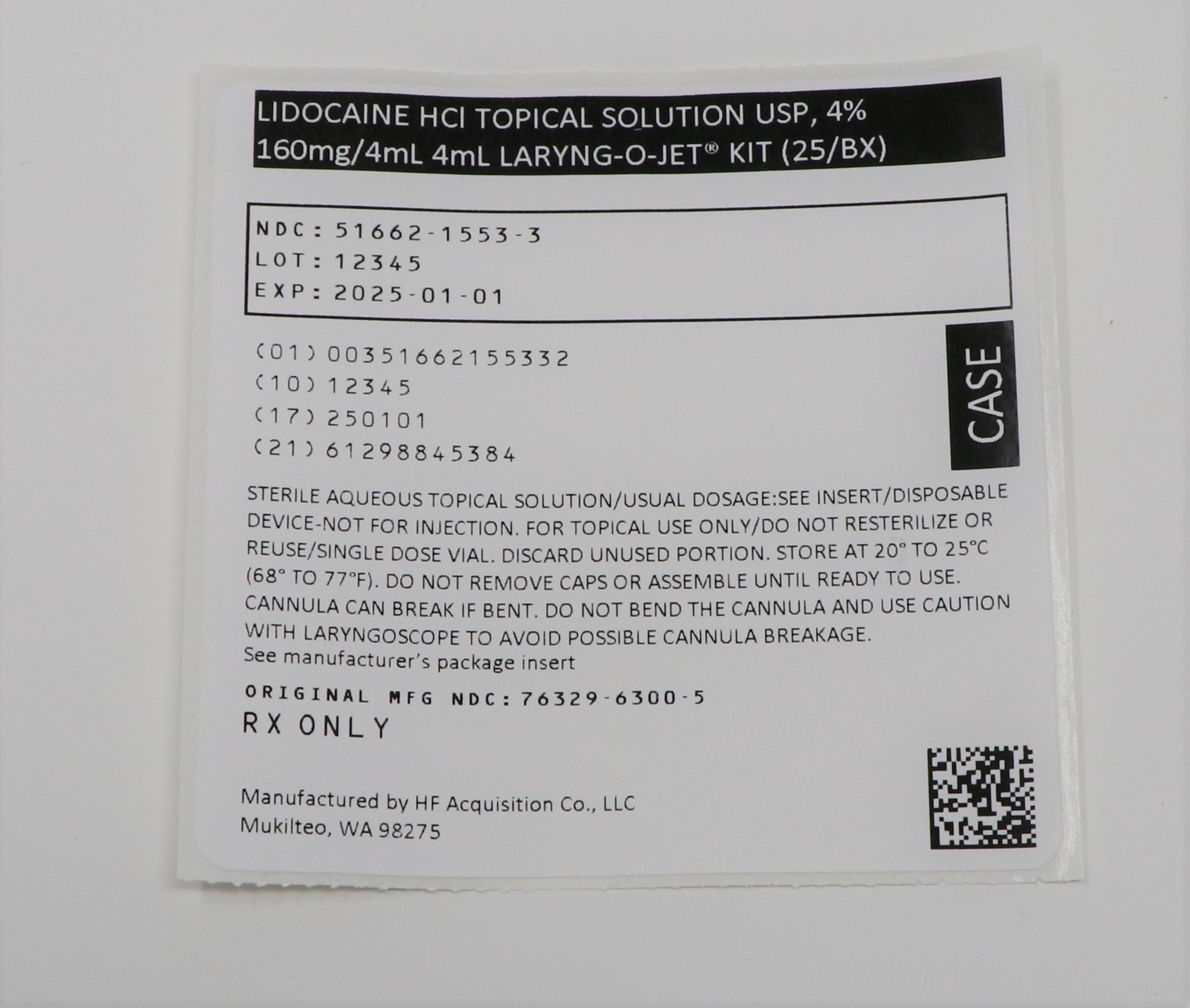 LIDOCAINE HCl by HF Acquisition Co LLC, DBA HealthFirst LIDOCAINE HCL ...