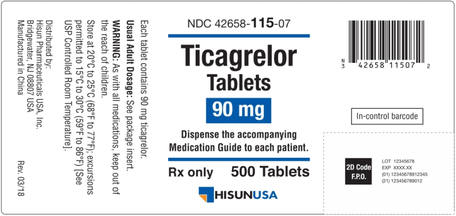 Ticagrelor tablets 90 mg 60 count bottle label