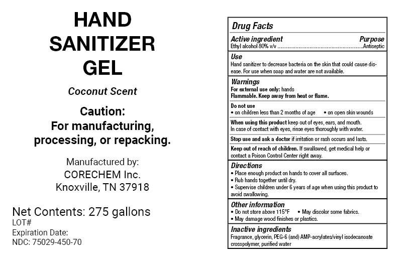 Hand Sanitizer Gel - Coconut - 275 gallon - Ethyl Alcohol 80 v - NDC: <a href=/NDC/75029-450-70>75029-450-70</a>