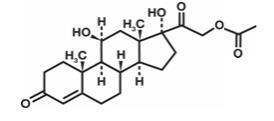 The following structural formula for Hydrocortisone Acetate is a topical corticosteroid anti-inflammatory and anti-pruritic agent.  Chemically, Hydrocortisone Acetate is [Pregn-4-ene-3, 20-dione, 21-(acetyloxy)-11, 17-dihydroxy-, (11-beta)-C23H32O6] with a molecular weight of 404.50. 