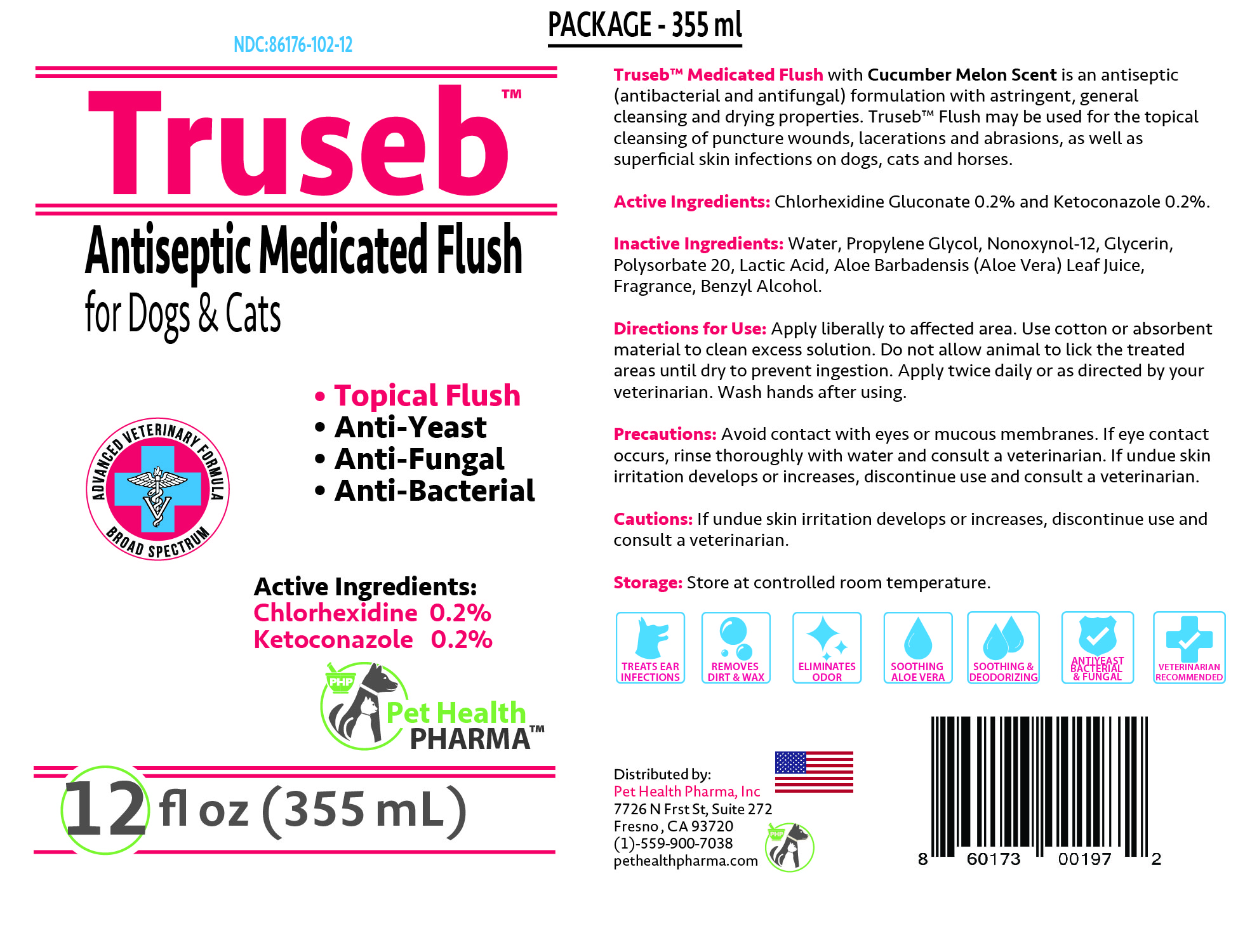 TRUSEB ANTISEPTIC Medicated Flush 12oz