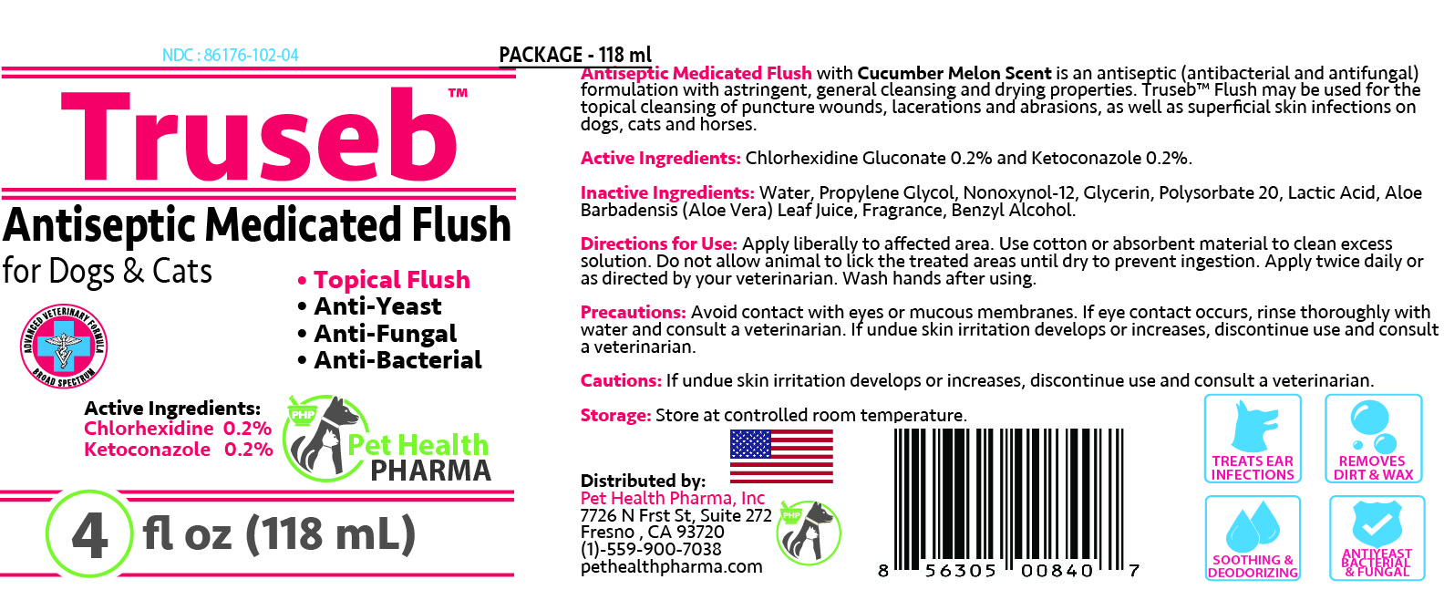 TRUSEB ANTISEPTIC Medicated Flush 4oz