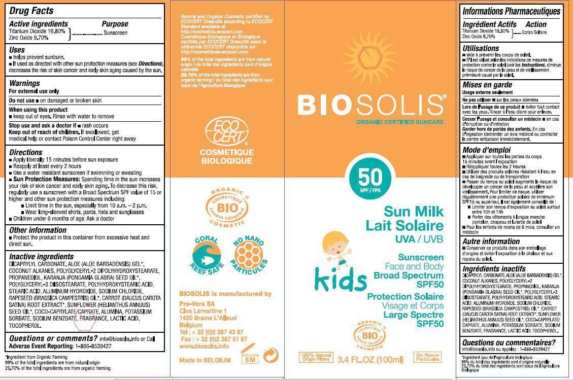 Sun Milk SPF 50 KIDS Outer Label