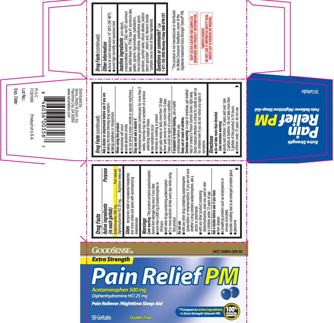 Acetaminophen, 500 mg; Diphenhydramine HCl, 25 mg