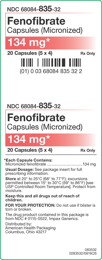 134 mg Fenofibrate Capsules Carton