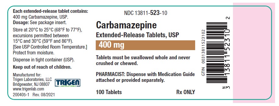 Carbamazepine ER 400 mg 100ct Bottle Label