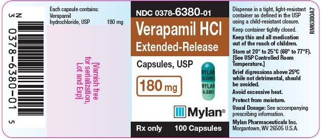 Verapamil Hydrochloride Extended-Release Capsules, USP 180 mg Bottle Label