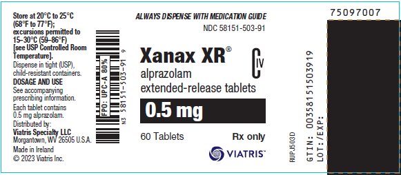 Carton Label 0.5 mg Xanax XR NDC: <a href=/NDC/58151-503-91>58151-503-91</a>