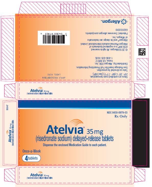 PRINCIPAL DISPLAY PANEL
NDC: <a href=/NDC/0430-0979-03>0430-0979-03</a>
Atelvia 35 mg
(risedronate sodium) delayed-release tablets
Once-a-Week
4 tablets
Rx Only
