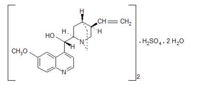 The structural formula for Quinidine sulfate is a specific inhibitor of CYP2D6-dependent oxidative metabolism used in NUEDEXTA to increase the systemic bioavailability of dextromethorphan. The chemical name is quinidine sulfate: cinchonan-9-o1, 6'-methoxy-, (9S) sulfate (2:1), (salt), dihydrate. Quinidine sulfate dihydrate has the empirical formula of (C20H24N2O2)2H2SO42H2O with a molecular weight of 782.96. 