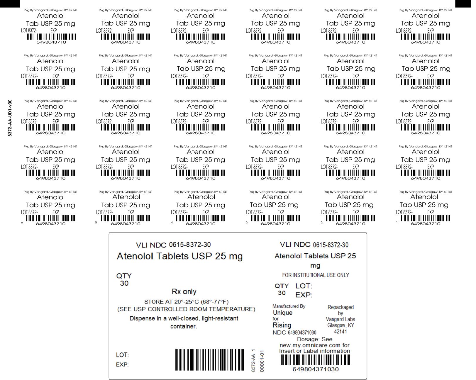 ATENOLOL 25MG UNIT DOSE LABEL