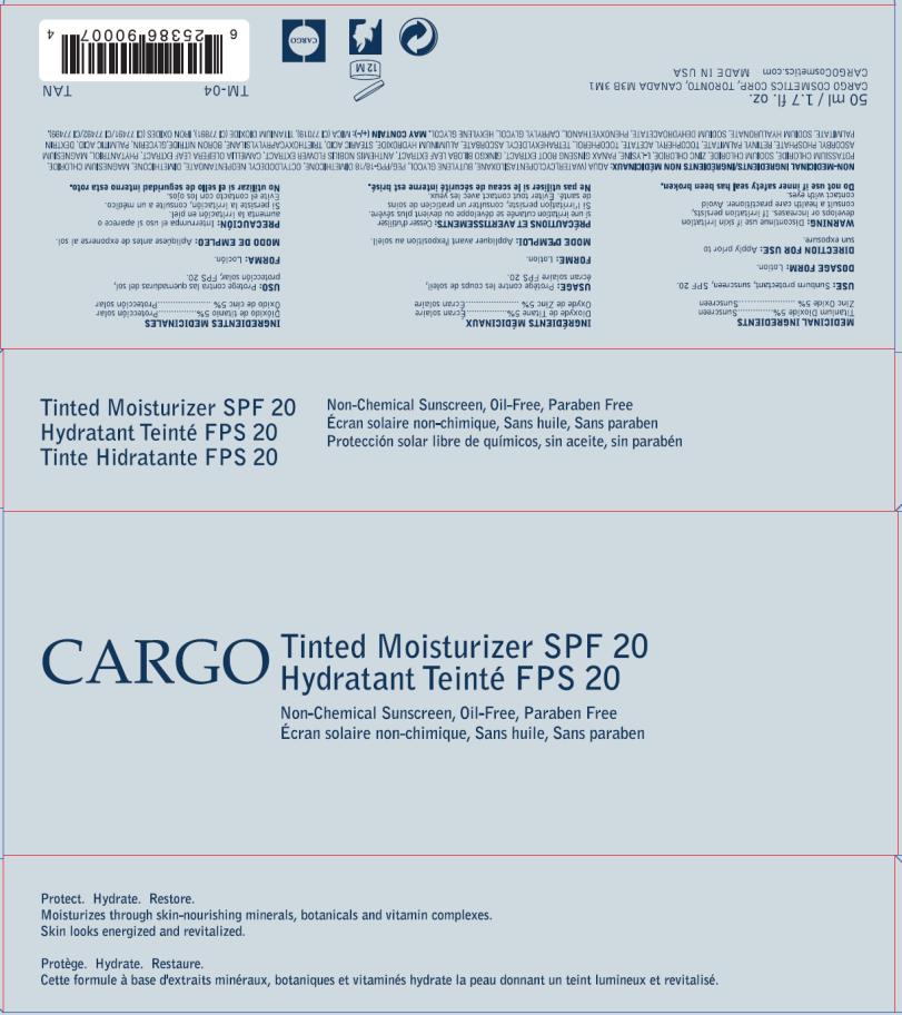 PRINCIPAL DISPLAY PANEL
CARGO Tinted Moisturizer SPF 20
Non-Chemical Sunscreen, Oil-Free, Paraben Free
5 ml/ 1.7 fl. oz. TAN