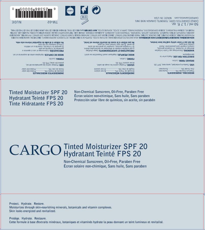 PRINCIPAL DISPLAY PANEL
CARGO Tinted Moisturizer SPF 20
Non-Chemical Sunscreen, Oil-Free, Paraben Free
5 ml/ 1.7 fl. oz. NUDE