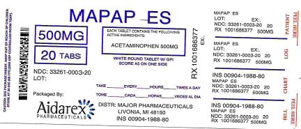 Mapap ES 500mg tablet