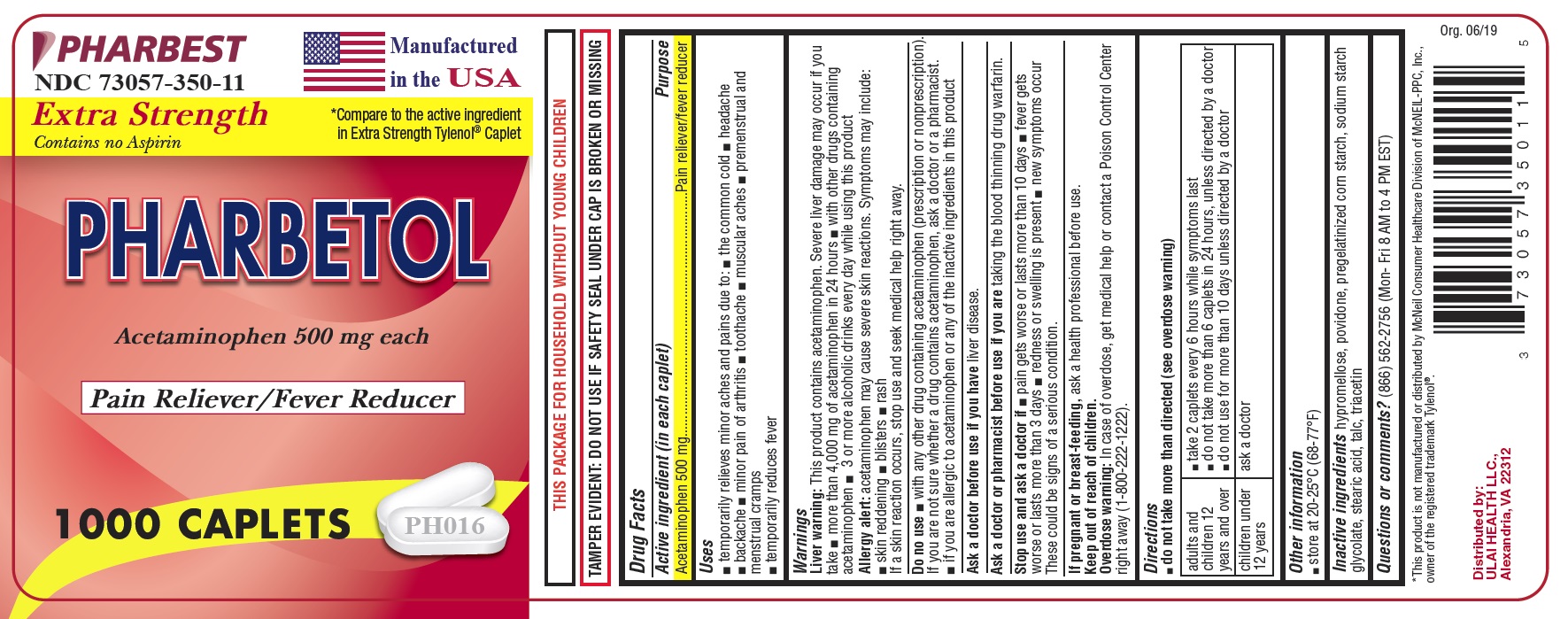 Ulai Pharbetol 500 mg Caplet 1000 ct. Label
