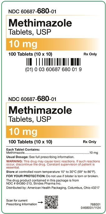 10 mg Methimazole Tablets Carton