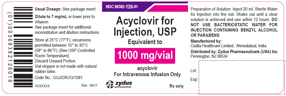 Acyclovir for Injection USP, 1000 mg/vial


Vial Label

Rx Only

				Acyclovir sodium Injection, 50 mg/mL