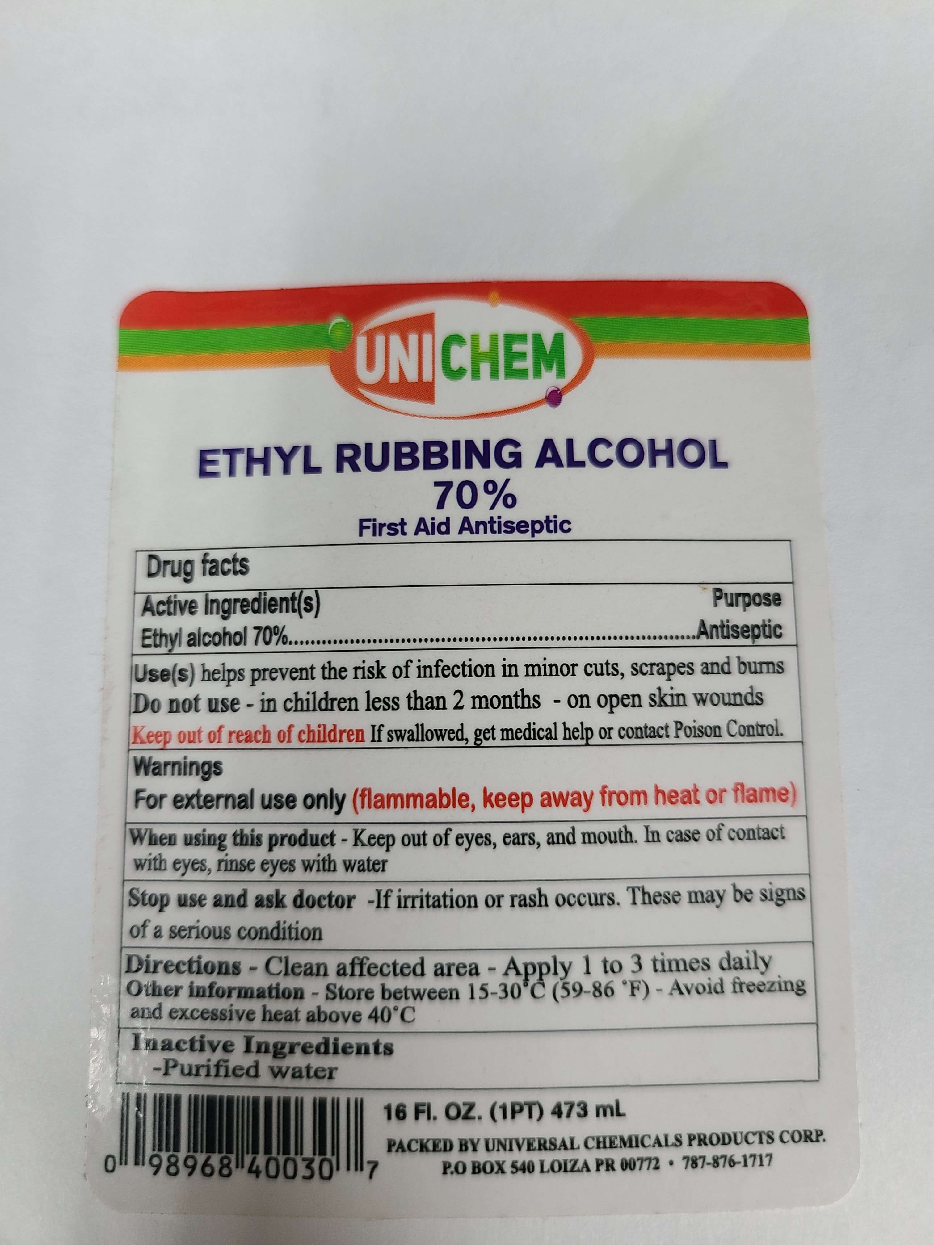 Ethyl Rubbing Alcohol 70% 16 oz