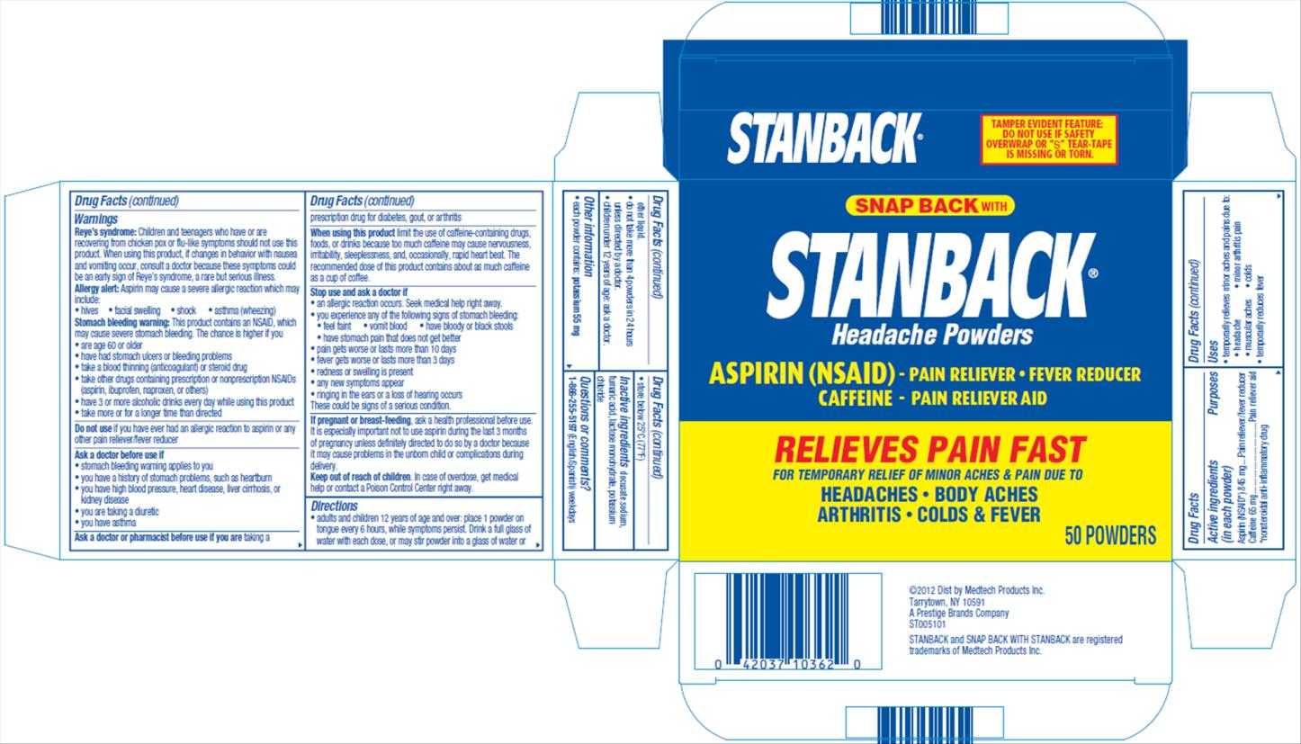 PRINCIPAL DISPLAY PANEL
STANBACK
ASPIRIN (NSAID) - PAIN RELIEVER 
CAFFEINE - PAIN RELIEVER AID

50 POWDERS
