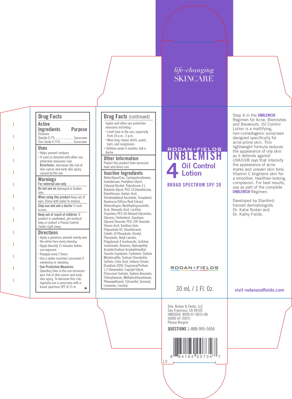 Principal Display Panel - UNBLEMISH Oil Control Lotion Carton Label
