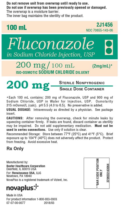 PRINCIPAL DISPLAY PANEL
NDC: <a href=/NDC/70655-143-06>70655-143-06</a>
100 mL
Fluconazole 
in Sodium Chloride Injection, USP
200 mg/ 100 mL (2 mg/mL)*
ISO-OSMOTIC SODIUM CHLORIDE DILUENT
200 mg
Rx Only
